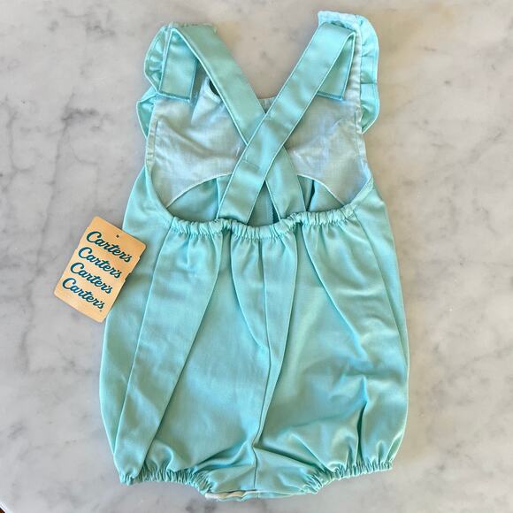 Vintage 80s Baby Girl Butterfly Appliqué Ruffle Sleeveless Romper by Carter's - Picture 6 of 9